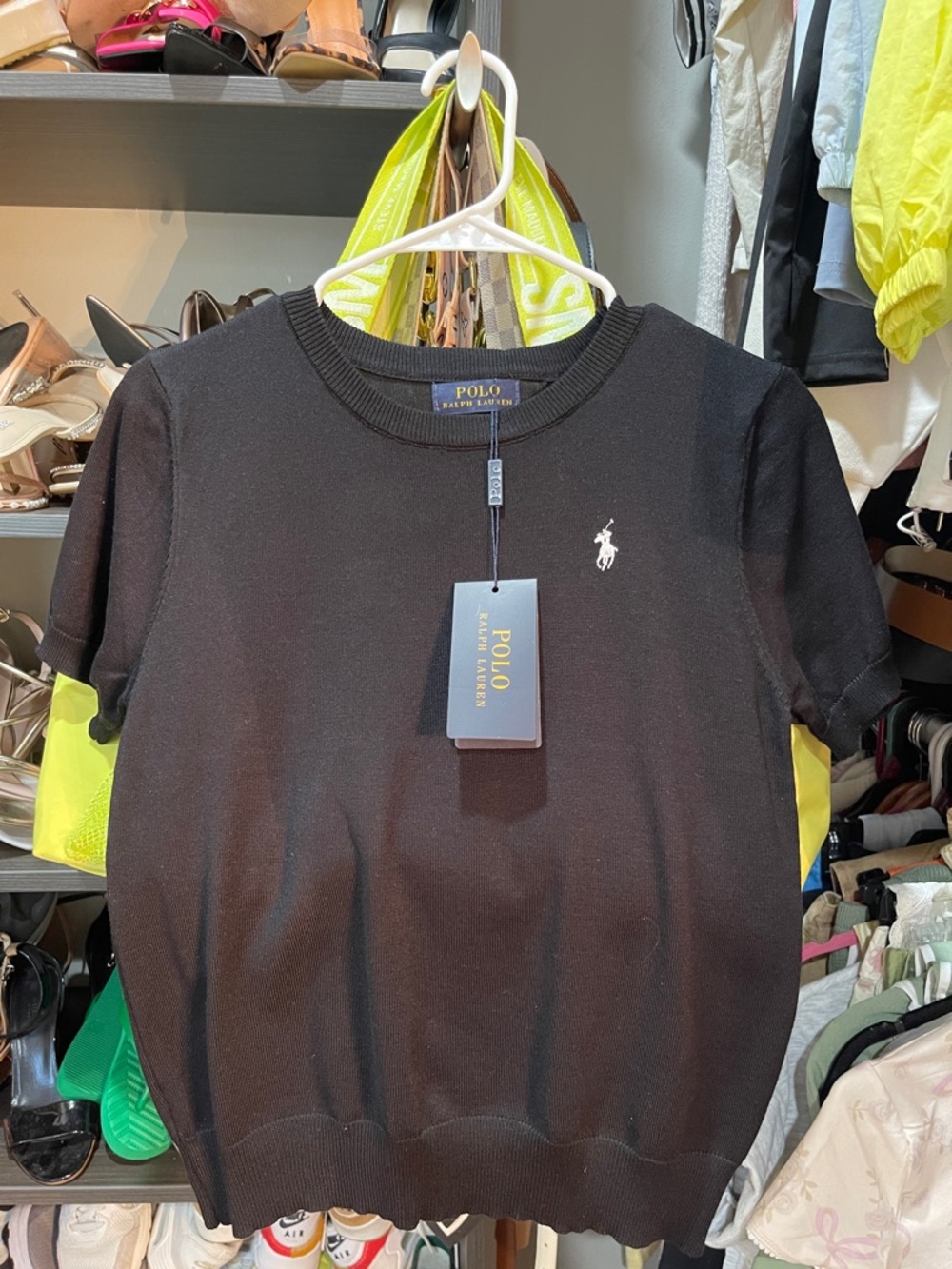 Polo by Ralph Lauren Black Short-Sleeve Knit Tee with White Pony